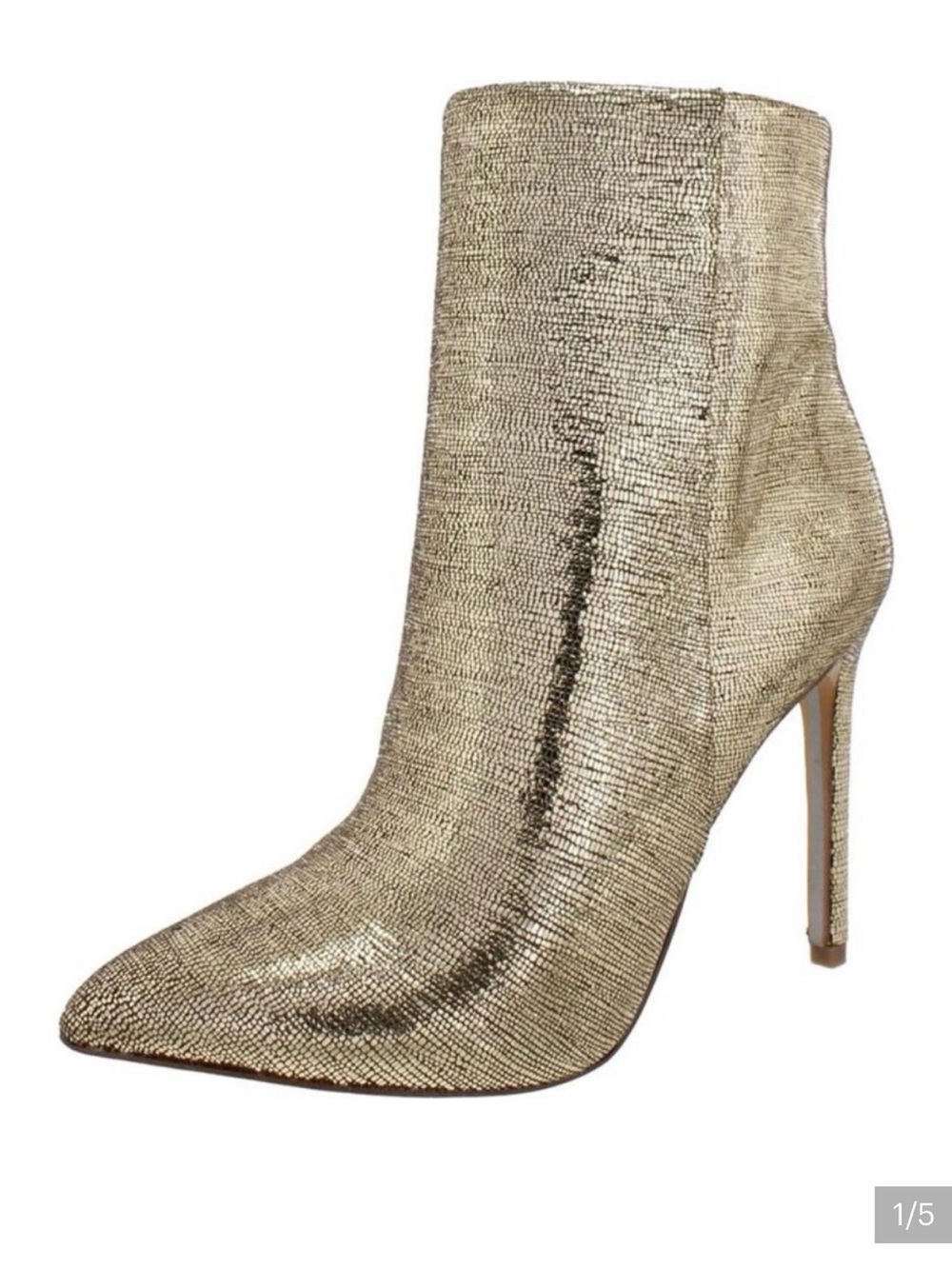 Metallic Gold Stiletto Ankle Boots - Women's Fashion Booties